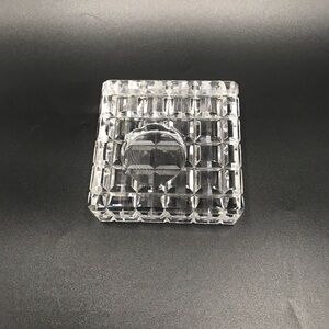 WATERFORD CRYSTAL BLOCK PAPERWEIGHT TEA LIGHT SIGNED QUILTED/SQUARE‎ PATTERN.